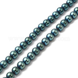 Chapelets de perles en hématite synthétique sans magnétiques, ronde, vert plaqué, 4.5~5mm, Trou: 0.8mm, Environ 86~87 pcs/chapelet, 17.01~17.32'' (43.2~44 cm)