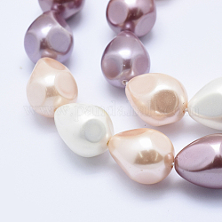 Cuentas de perlas de concha de electrochapa, facetados, lágrima, color mezclado, 18x13~14mm, agujero: 1 mm, aproximamente 22 pcs / cadena, 15.7 pulgada (40 cm)