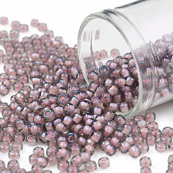 Toho perles de rocaille rondes, Perles de rocaille japonais, (305) cristal de couleur intérieure / doublé de fard à joues, 8/0, 3mm, Trou: 1mm, environ 1110 pcs/50 g