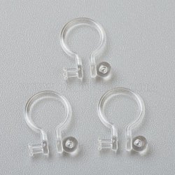 Plastic Clip-on Earring Findings, for Non-pierced Ears, Clear, 12.5x8x1.2mm, Hole: 0.7mm