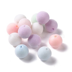 Perles en plastique abs flocky, ronde, couleur mixte, 16mm, Trou: 2mm