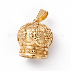 Chapado en vacío 304 colgantes de acero inoxidable, encanto de la corona, dorado, 26x24.5mm, agujero: 11.5x5 mm