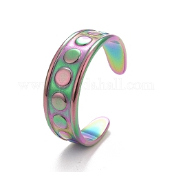 Ионное покрытие (ip) цвет радуги 304 нержавеющая сталь плоское круглое кольцо с открытой манжетой для женщин, размер США 9 (18.9 мм)