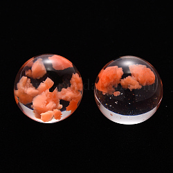 Perles de résine époxy transparente, avec mouette en plastique à l'intérieur, la moitié foré, ronde, saumon clair, 20mm, Trou: 1mm