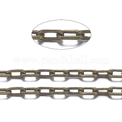 Brass Cable Chains, Diamond Cut Chains, Unwelded, Faceted, with Spool, Oval, Cadmium Free & Nickel Free & Lead Free, Antique Bronze, 3x1.5x0.45mm, about 301.83 Feet(92m)/roll