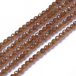 Natürlicher Granat Perlen Stränge, facettiert, Runde, 3~3.5x2.5~3 mm, Bohrung: 0.3 mm, ca. 114~141 Stk. / Strang, 15.1~16.4 Zoll (38.4~41.8 cm)
