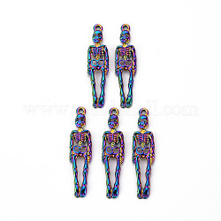 Pendente in lega, cadmio & nichel &piombo libero, scheletro, colore arcobaleno, 39x9x2mm, Foro: 1.6 mm