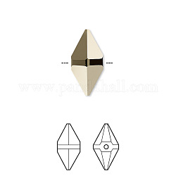 Perline di strass di cristallo austriaco, 5747, passioni cristallo, doppio picco, 001 2 mlg oro chiaro _crystal metallico 2 x, 12x6mm, Foro: 1 mm