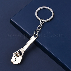 Legierung Anhänger Schlüsselbund, Mit Schlüsselringen, Rollgabelschlüssel, Platin Farbe, 12x2 cm
