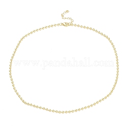 Rack Plating Brass Ball Chain Necklaces for Women, Long-Lasting Plated, Lead Free & Cadmium Free, Real 18K Gold Plated, 16.54 inch(42cm), bead: 3mm