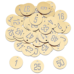 Nbeads 50 pz etichette di plastica per segni di numero, tag numerati, tag di identificazione, indicatore numerato, num. 1-50, oro, 30x1mm, Foro: 2.5 mm