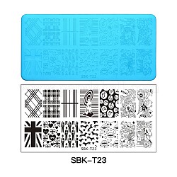 Plaques d'estampage d'art d'ongle en acier inoxydable, modèles d'image d'ongle, rectangle, Modèles mixtes, 120x60x0.5mm