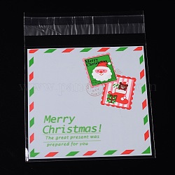 Прямоугольник мешки ОПП целлофан на Рождество, светло-серые, 13.1x9.9 см, односторонний толщина: 0.035 mm, внутренней меры: 9.9x9.9 см, около 95~100 шт / упаковка