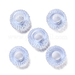 Résine transparente perles européennes, Perles avec un grand trou   , rondelle texturée, lavande, 12x6.5mm, Trou: 5mm