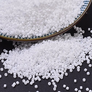 MIYUKI Delica Beads, Cylinder, Japanese Seed Beads, 11/0, (DB0200) Opaque White, 1.3x1.6mm, Hole: 0.8mm, about 2000pcs/bottle, 10g/bottle
