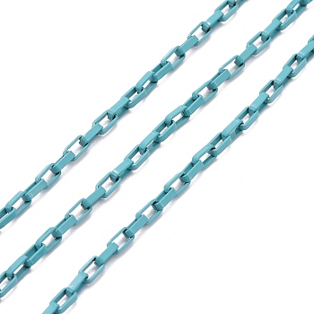 Spray Painted Brass Cable Chain, with Spool, Unwelded, Dark Turquoise, 3.5x2x1mm, 32.8 Feet(10m)/roll