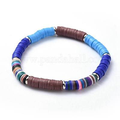 Set De 6 Bracelets Extensibles Boho En Arc-en-ciel - Perles Heishi En Argile Polymère Faits Main - Idéal été, Plage, Cadeau Amitié - 11