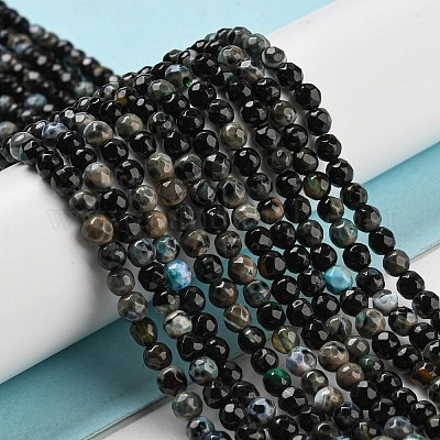 Wholesale Faceted Natural Fire Crackle Agate Beads Strands 