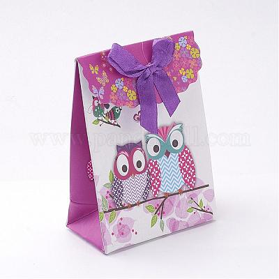 Bolsas de regalo de papel pequeñas, Rectángulo con bowknot, color mezclado,  10.5x7.5 cm