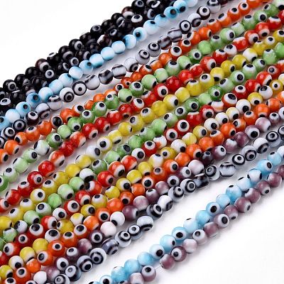 4mm Round Evil Eye Beads, Mixed Colors (15 Strand)