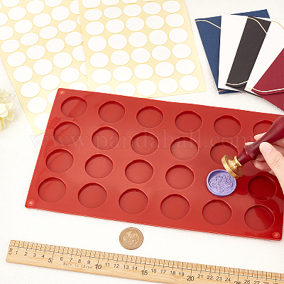 Silicone Mat Pad for Wax Seal Stamp,24 Cavity Wax Sealing Mat Pad with 50  Pcs Removable Double-Sided Adhesive Sticky Dots for DIY Craft Adhesive