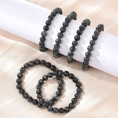 Natürliche Larvikit-Perlen-Stretch-Armbänder&nbsp;BJEW-F380-01-B14-1