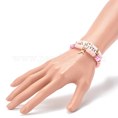 Wholesale Polymer Clay Heishi Beads Stretch Bracelets Sets for Valentine's  Day 