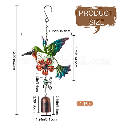 Handcrafted Metal and Glass Hummingbird Wind Chime