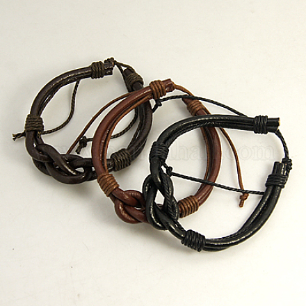 Mens Valentines Day Gift Ideas Leather Cord Bracelets BJEW-A062-M-1