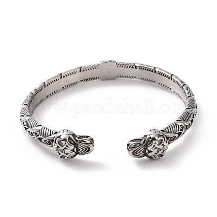 304 bracelet manchette ouvert dragon en acier inoxydable pour homme femme BJEW-M230-04AS-1