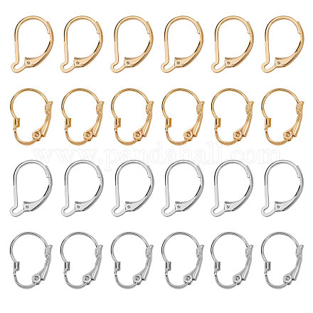 24 pièces 4 styles de boucles d'oreilles à levier en laiton KK-SZ0001-49-1