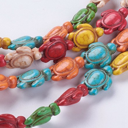 Chapelets de perles en turquoise synthétique G-E456-35C-15x18mm-1