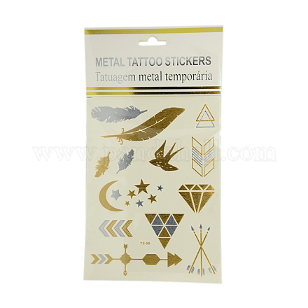 Cool Body Art Removable Mixed Shapes Fake Temporary Tattoos Metallic Paper Stickers AJEW-I008-02-1