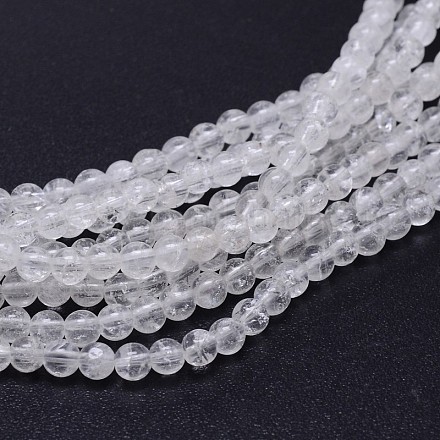 Natürlichen Quarzkristall runde Perlen Stränge G-J303-01-4mm-1