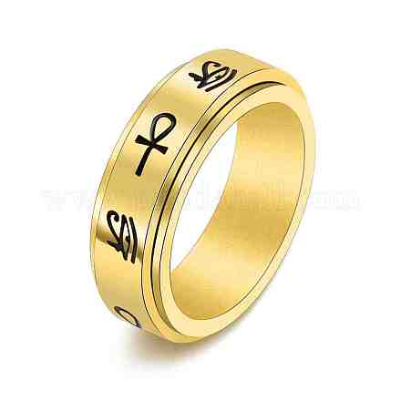 Вращающееся кольцо из титановой стали с перекрестным узором глаз Гора и анкха MATO-PW0001-058E-02-1