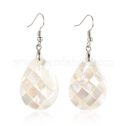 White Shell Dangle Earrings SSHEL-K020-04-1