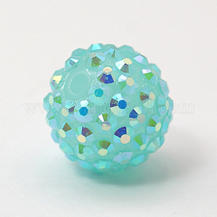 Chunky Resin Rhinestone Bubblegum Ball Beads X-RESI-M016-23-1