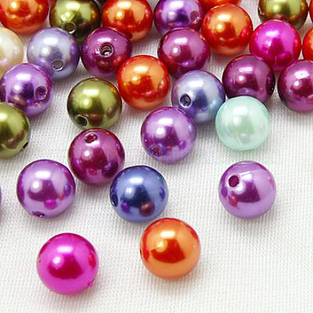 Mixed Acrylic Pearl Beads Round Beads X-PACR-16D-M-1