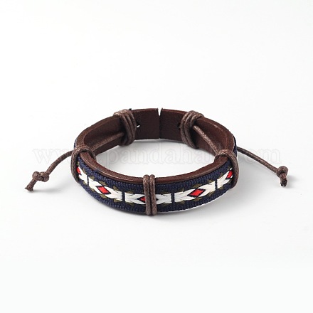 Bracelets réglables unisexe en corde de peau de vache BJEW-L544-08B-1