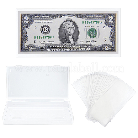 Nbeads 透明プラスチック記念紙幣収納袋  プラスチック記念紙幣収納ボックス付き  長方形  透明  17.1~17.3x8.3x0.01cm ABAG-NB0001-52-1