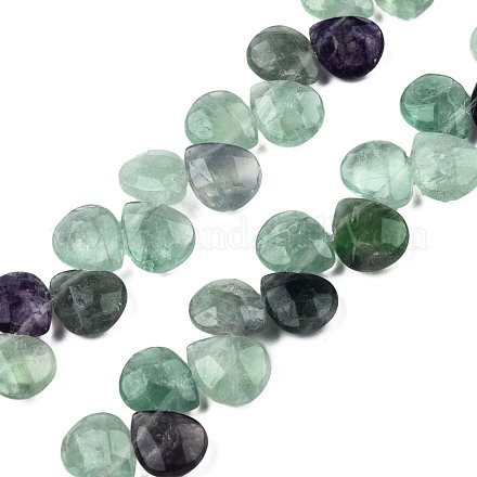 Hebras de perlas de piedras preciosas de fluorita púrpura natural G-T006-04-1