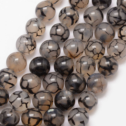 Chapelets de perles en agate veine de dragon naturelle G-K166-14-14mm-01-1