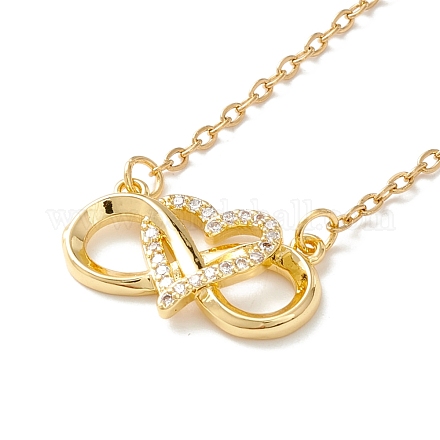 Collier pendentif coeur d'amour infini en zircone cubique claire NJEW-O125-58G-1