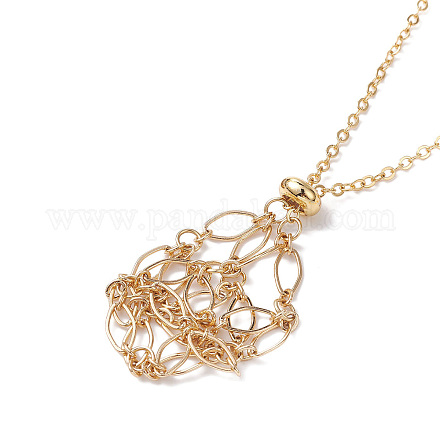 Brass Chains Macrame Pouch Empty Stone Holder for Pendant Necklaces Making NJEW-JN04475-02-1