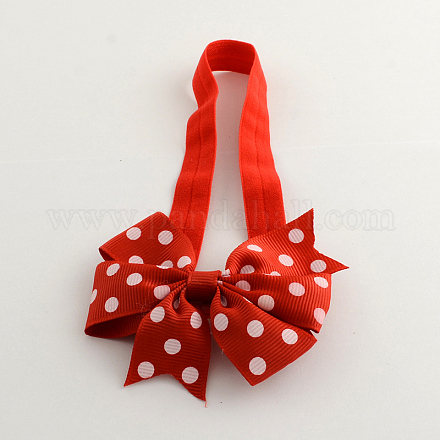 Polka dot tissu bandeaux de bébé accessoires pour cheveux bowknot élastiques OHAR-Q002-20L-1