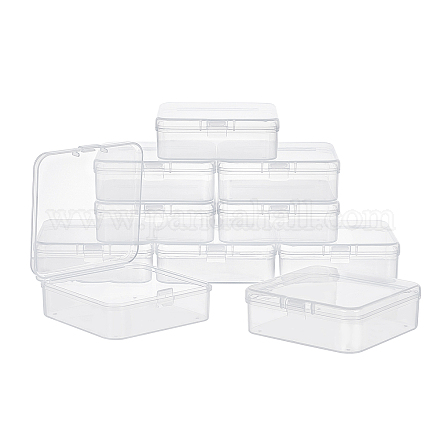 SuperZubehör 10 Stück quadratische transparente Kunststoffperlenbehälter mit Deckel 7.5x7.5x2.6 cm Perlensortierbehälter Box Etui für Schmuckperlen Pillen Kleinteile CON-WH0073-78B-1
