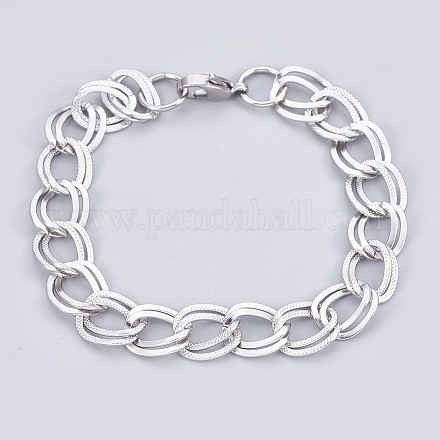 304 Stainless Steel Curb Chain Bracelets BJEW-P237-10P-1