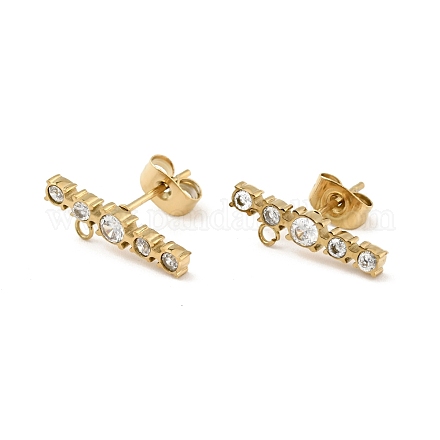 Ion Plating(IP) 304 Stainless Steel with Clear Cubic Zirconia Stud Earring Findings STAS-G030-11G-1