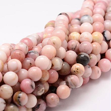 Rotonde rosa naturale perline opale fili G-K071-4mm-1
