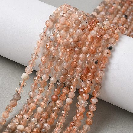 Natürliche sunstone Perlen Stränge G-L651-C05-4mm-1